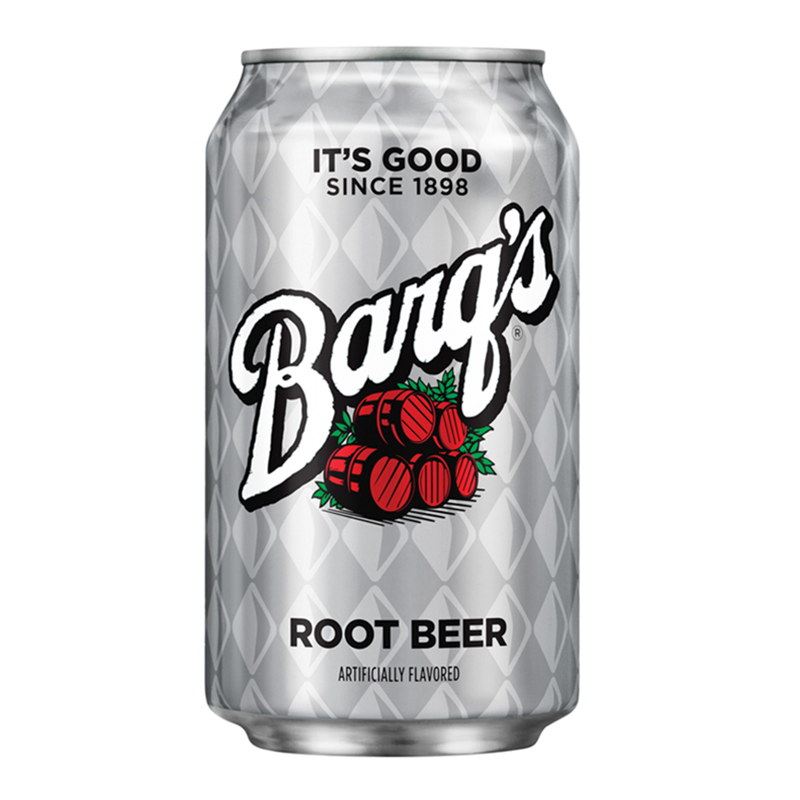 Front of Barq's Root Beer can featuring the brand logo, root beer label, and vibrant design (355ml pack)