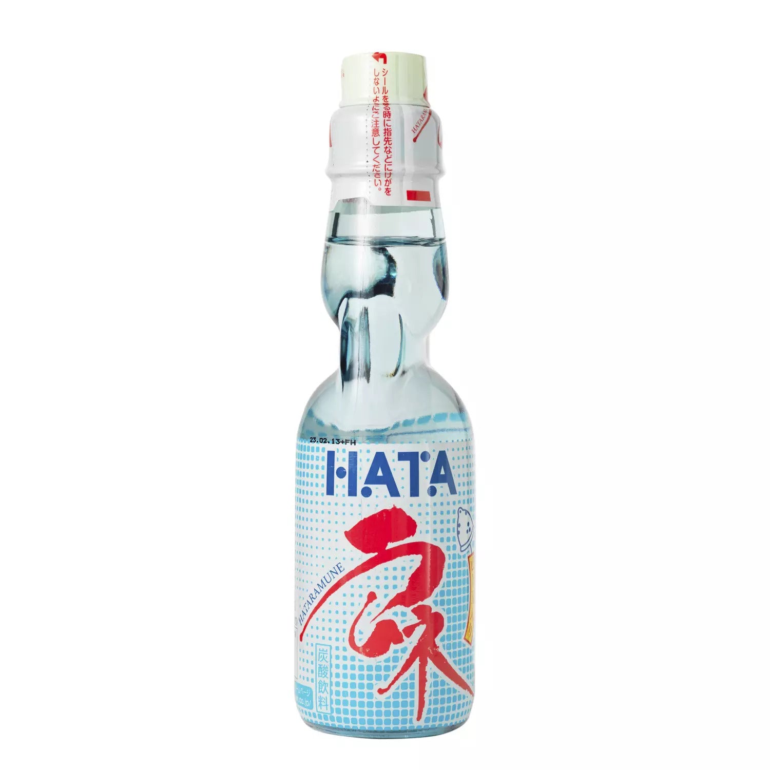 Front of Hata Ramune Bubblegum bottle showing the brand name, bubblegum flavour, and 200ml pack size.