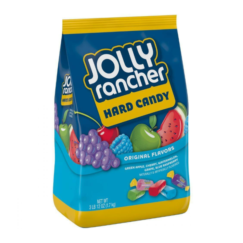 Front of Jolly Rancher Hard Assorted Candy BIG BAG (1.7kg) showing colourful hard candies and bold branding.