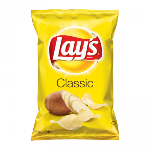 Front of Lay's Classic Original bag displaying the yellow packaging, logo, and images of potato chips (184.2g pack)