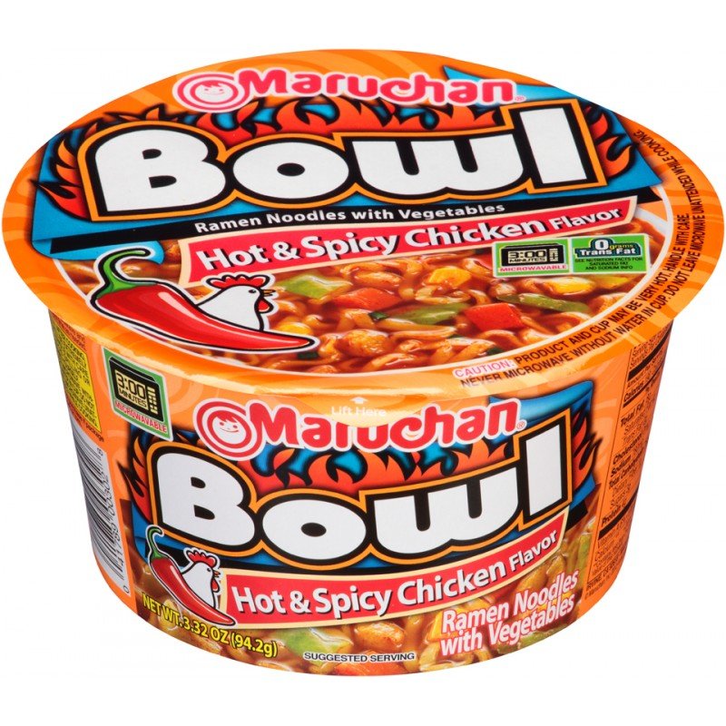 Maruchan Hot & Spicy Chicken Ramen Noodles & Vegetables Bowl (94g)