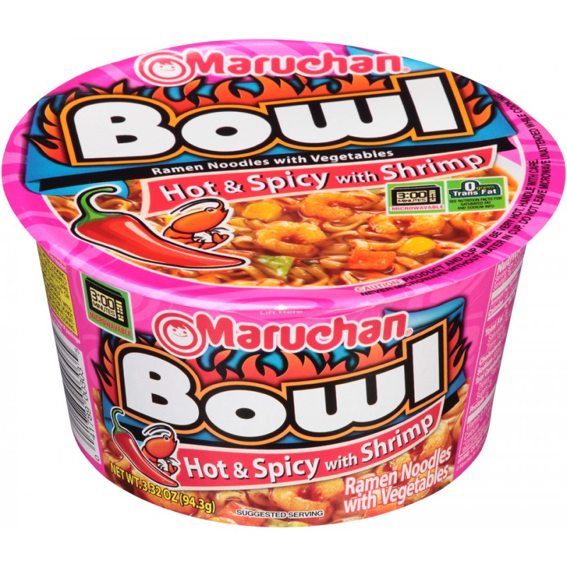 Maruchan Hot & Spicy Shrimp Ramen Noodles & Vegetables Bowl (94g)