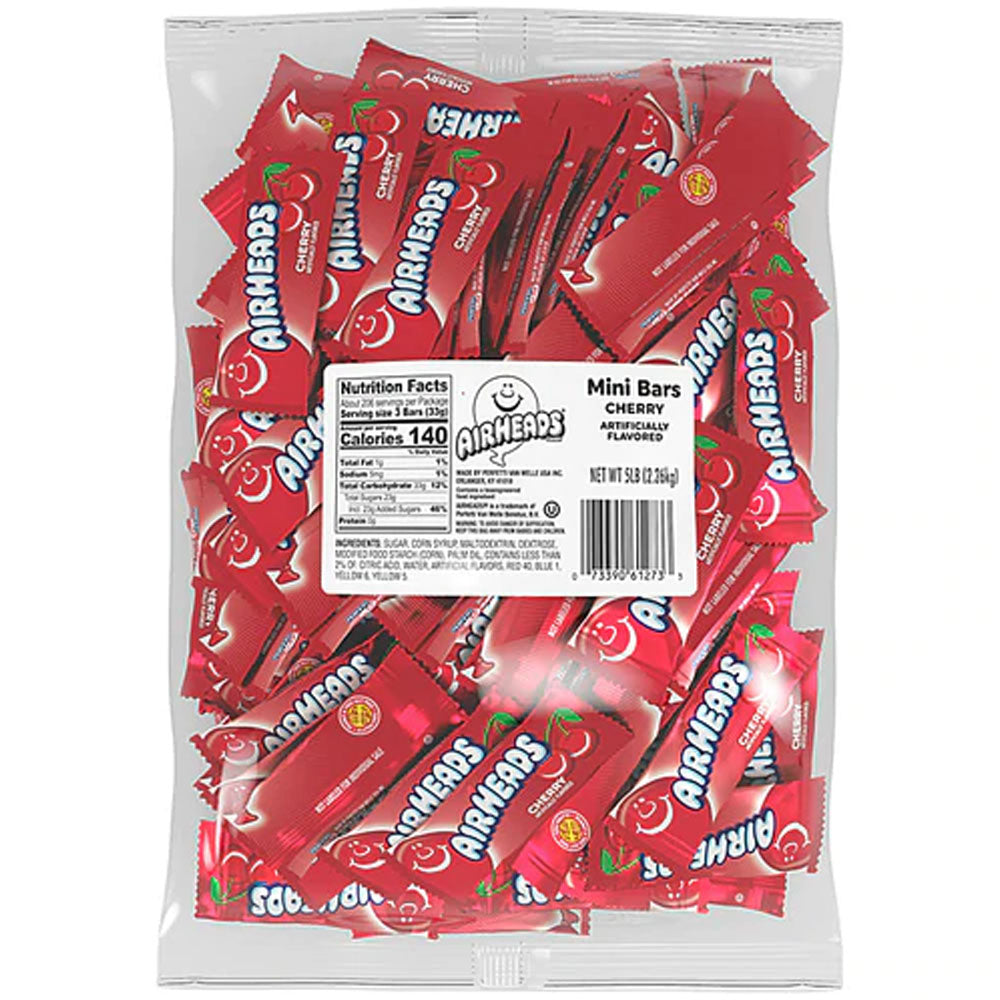 Front of Airheads Cherry 500g bag showing the bright red packaging with the Airheads logo and cherry flavour label.