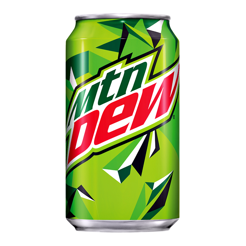 Front of Mountain Dew USA Original can showing bold green logo, refreshing citrus flavour design, and 355ml pack size.
