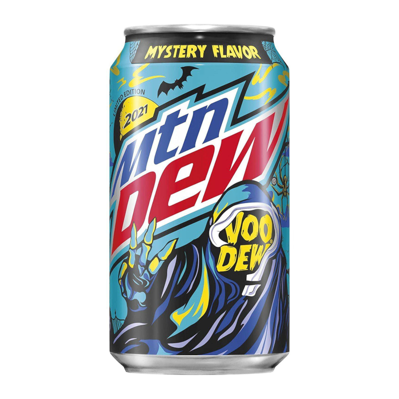 Front of Mountain Dew VooDEW Mystery Flavour can featuring vibrant graphics, logo, and bold design (355ml)