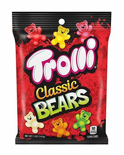 Front of Trolli Classic Bears bag featuring vibrant colours, playful bear shapes, and the product title with pack size (141g)