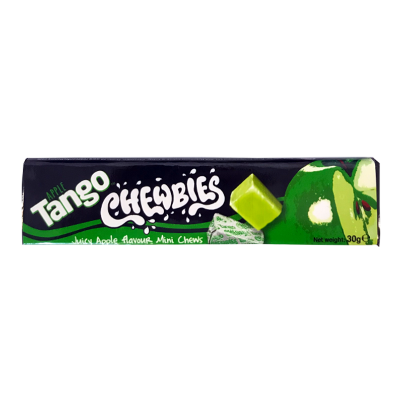 Front of Tango Chewbies Apple pack showing logo and vibrant green apple graphics (30g pack)