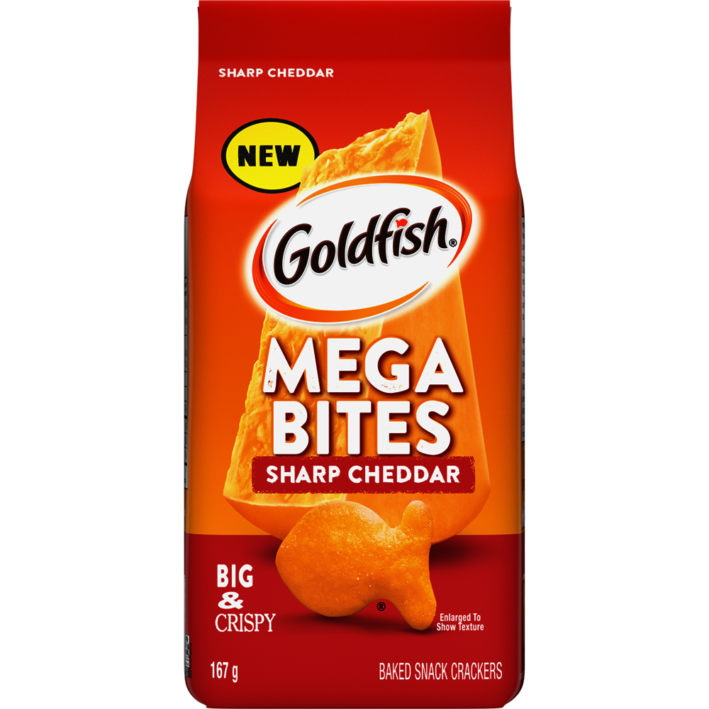 Pepperidge Farm Goldfish Crackers Mega Bites Sharp Cheddar Flavour (167g)