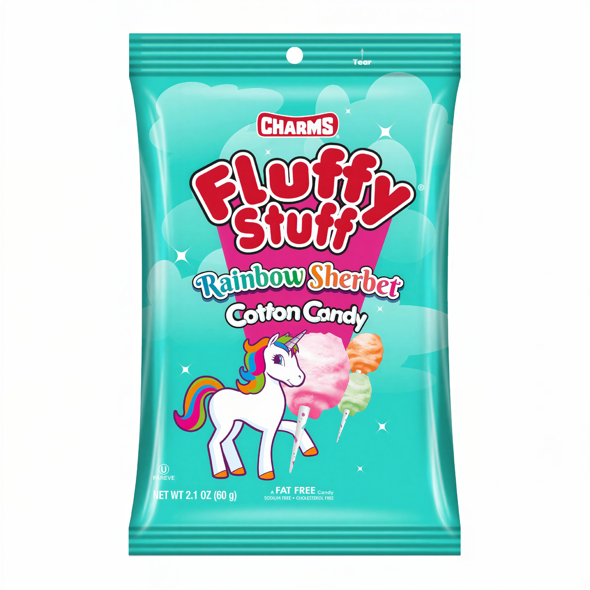 Charms Fluffy Stuff Rainbow Sherbet Cotton Candy (60g)