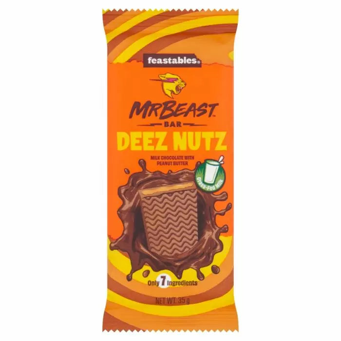 Feastables Mr Beast Deez Nutz Milk Chocolate With Peanut Butter Bar (60g)