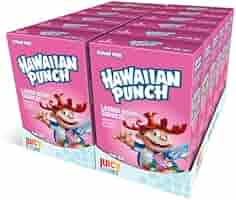 Front of Hawaiian Punch Lemon Berry Squeeze Singles To Go box showing the logo, vibrant pink packaging, and indicating 12 pack of singles (322.8g)
