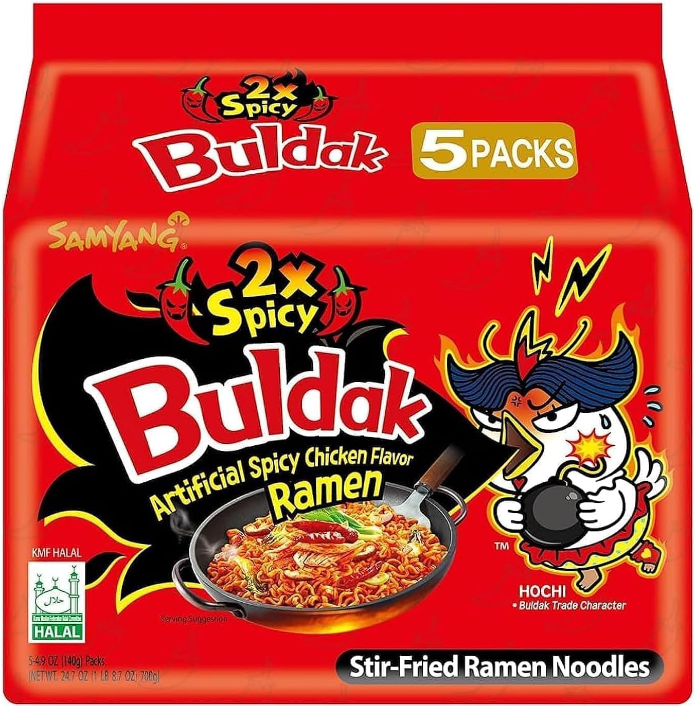 Samyang Buldak 2x Spicy Hot Chicken Flavour Ramen Noodles (145g) (5 Pack)