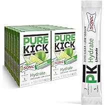 Front of Pure Kick Energy x Sonic Limeade Singles to Go box showing green logo and limeade imagery, with 12 pack quantity displayed.