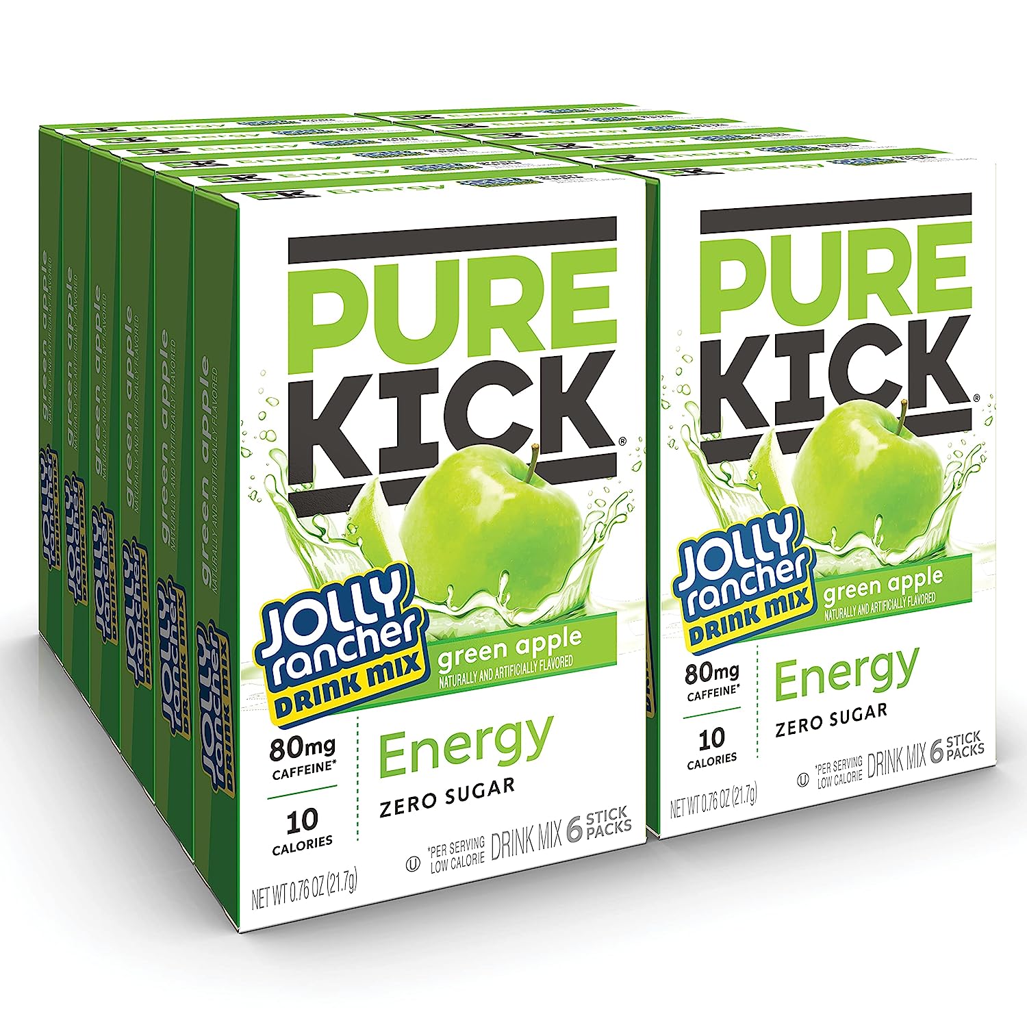 Pure Kick x Jolly Rancher Energy Green Apple Singles to Go (260.4g) (12 Pack)