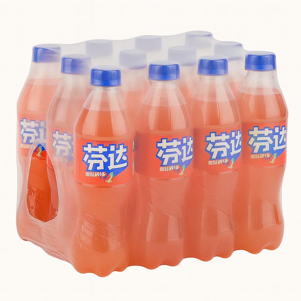 Front of Fanta Watermelon case showing vibrant label with logo and 12 bottles of refreshing watermelon soda (500ml x12)
