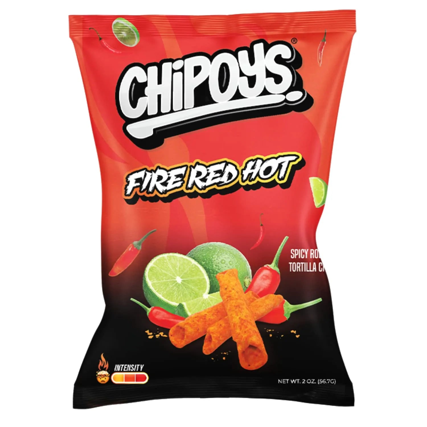 Chipoys Fire Red Hot Rolled Tortilla Corn Chips (113.46g)