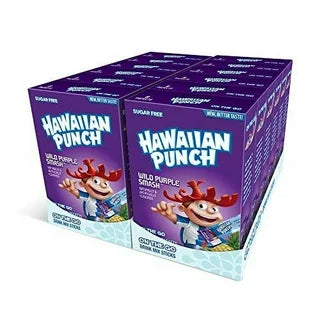 Front of Hawaiian Punch Wild Purple Smash Singles To Go box showcasing purple label, brand logo, and 12 pack design