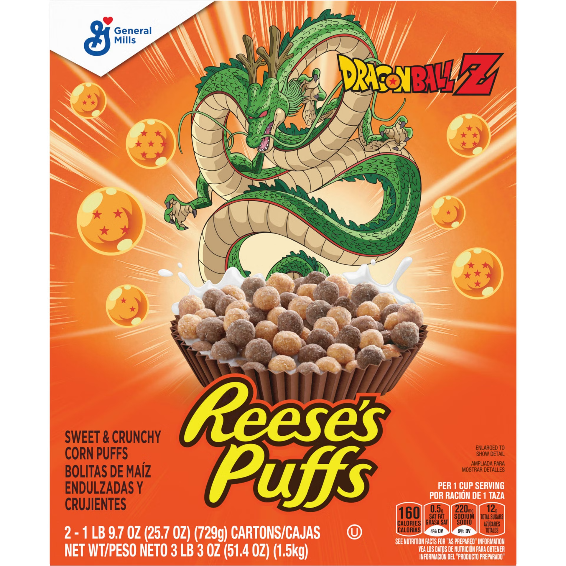 Dragon Ball Z Reese's Puffs Peanut Butter Chocolate Cereal GIANT SIZE (1.5kg)