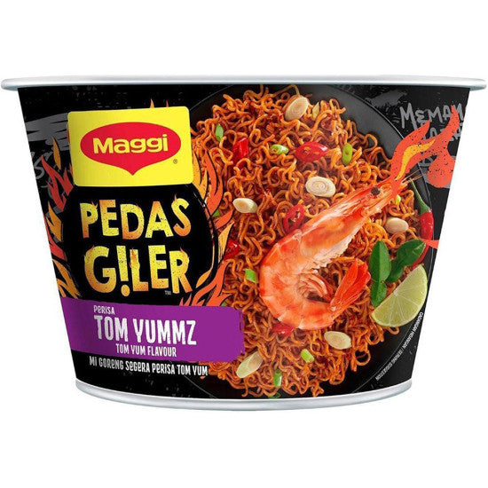   
Front label of Maggi Pedas Giler with Tom Yum flavour  

