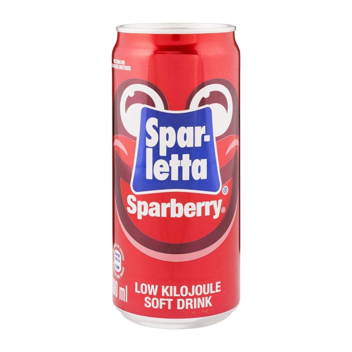 Front of Sparletta Sparberry Soda can showing the vibrant red design, logo, and sparberry flavour label (300ml)