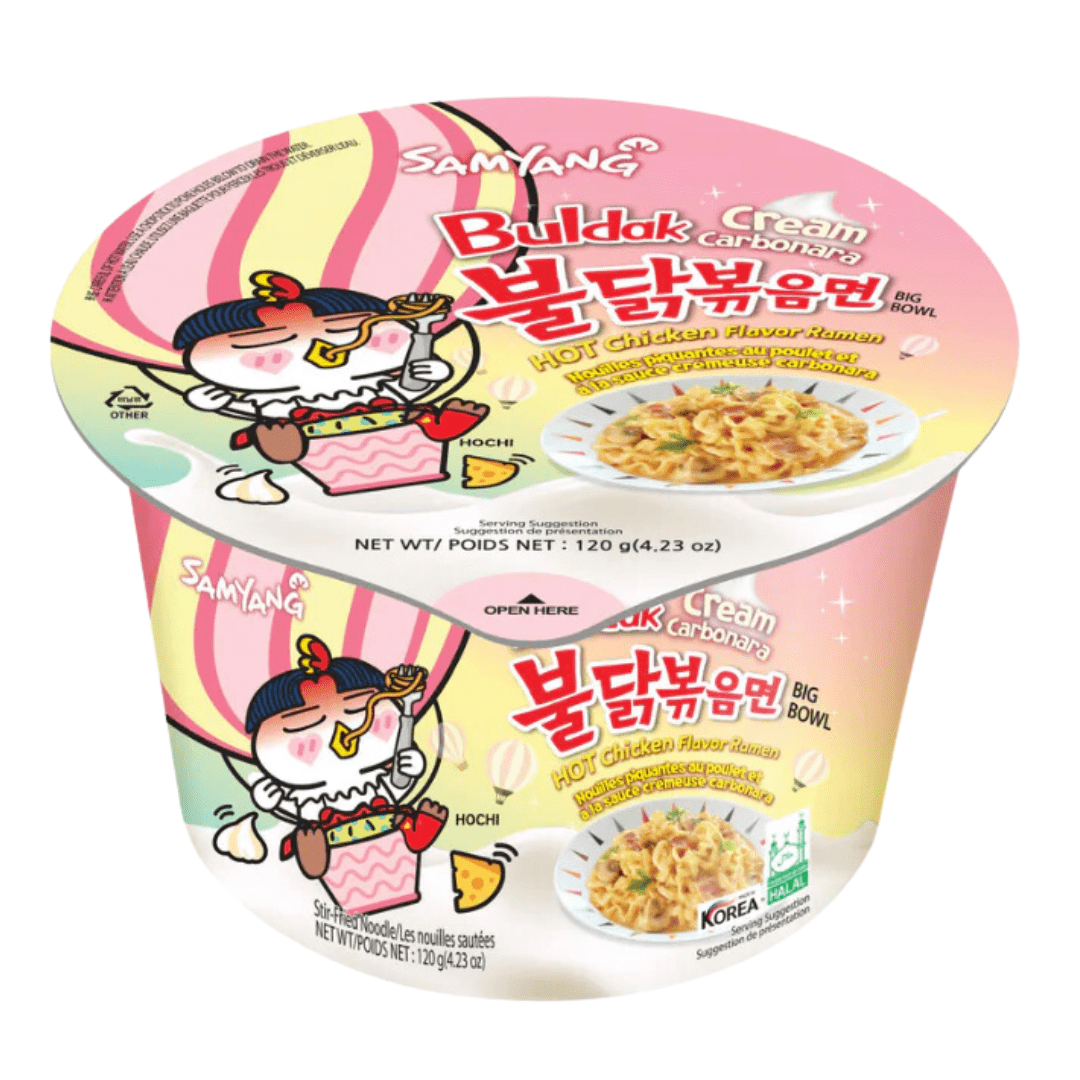 Samyang Buldak Cream Carbonara Hot Chicken Ramen Noodle Bowl (120g)