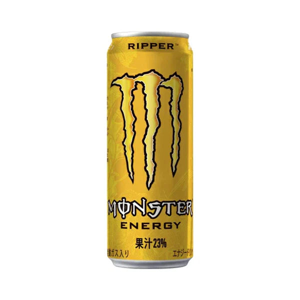 Front of Monster Energy Ripper (Japan) can with bold yellow design, logo and energising graphics (355ml)