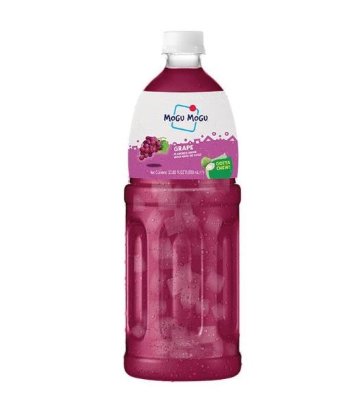   
Front label of Mogu Mogu Grape Drink, 1.5L  

