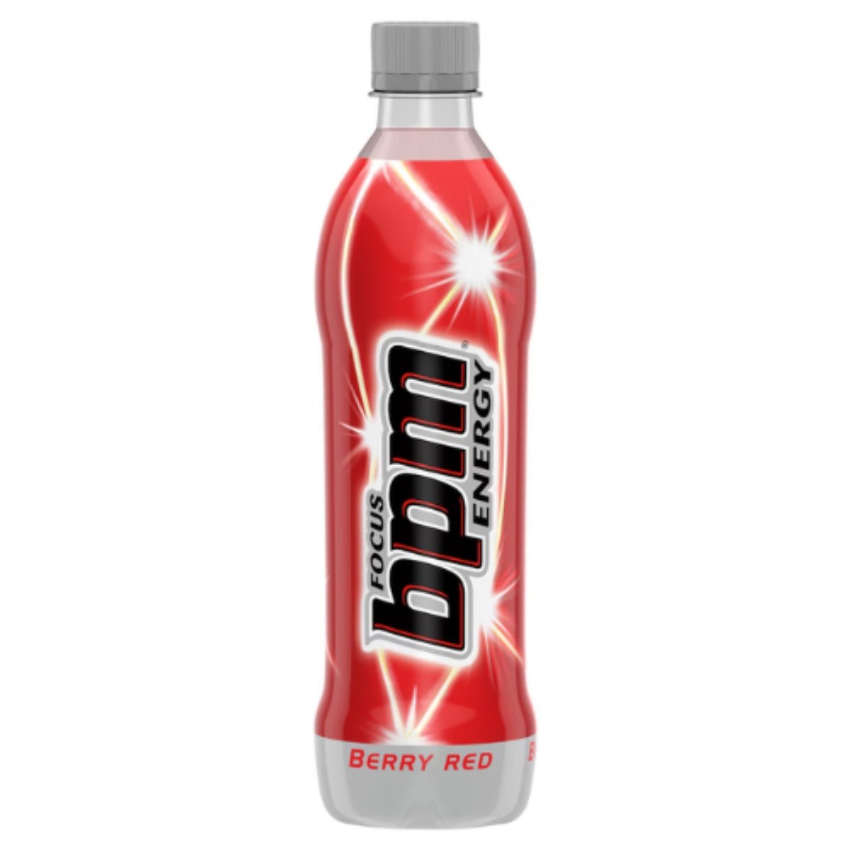 Front of BPM Focus Energy Red bottle featuring bold logo and berry red label with pack size (500ml)