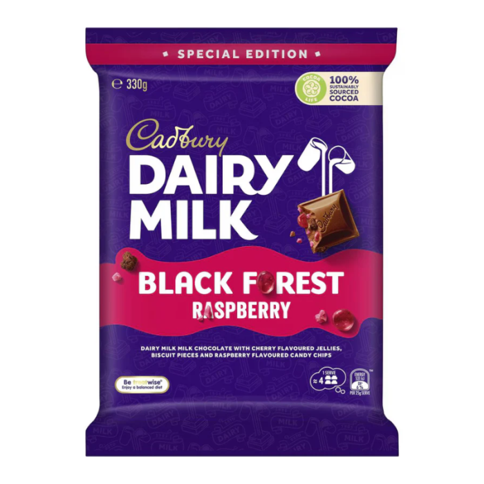 Cadbury Dairy Milk Black Forest Raspberry (330g)