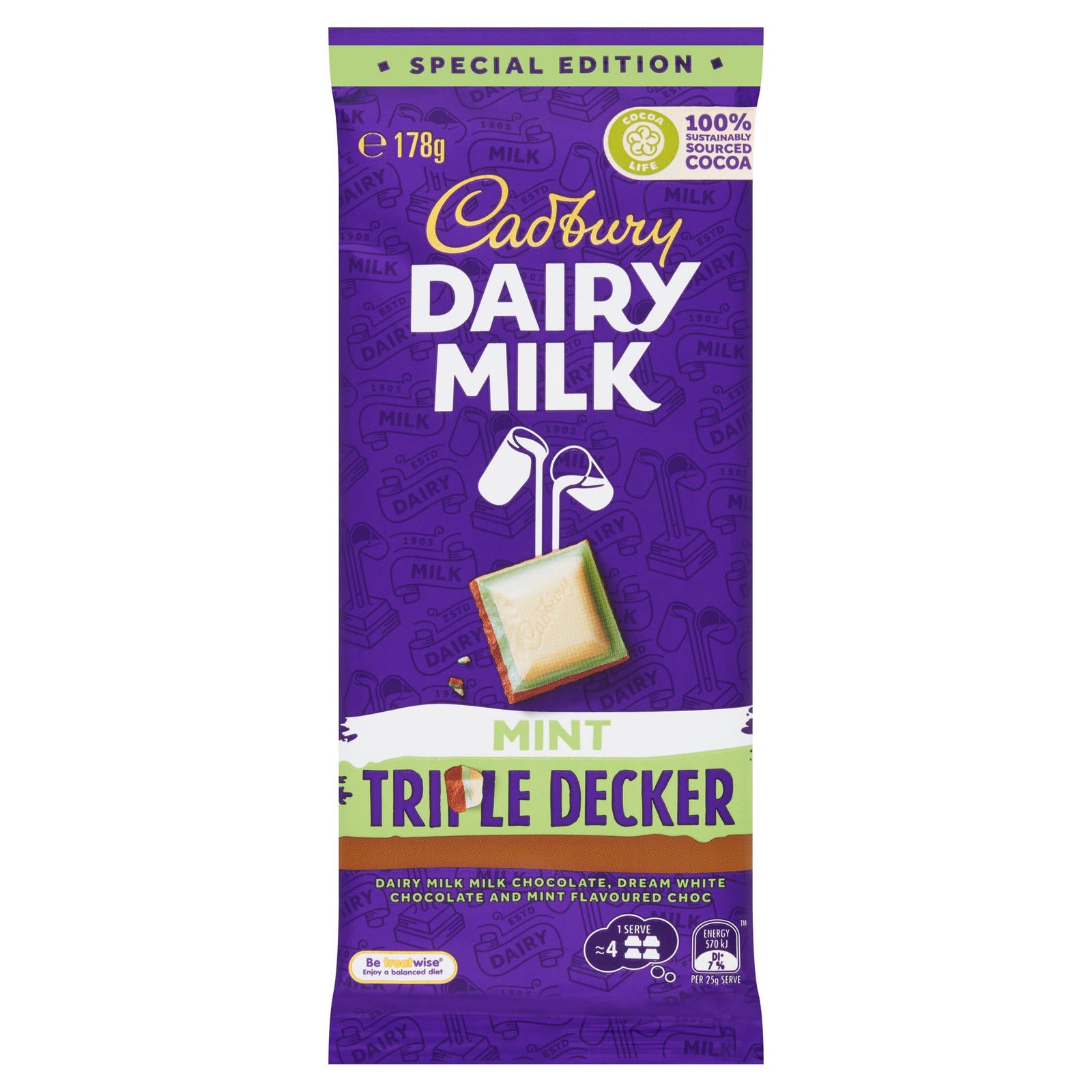 Cadbury Dairy Milk Triple Decker Mint (178g)