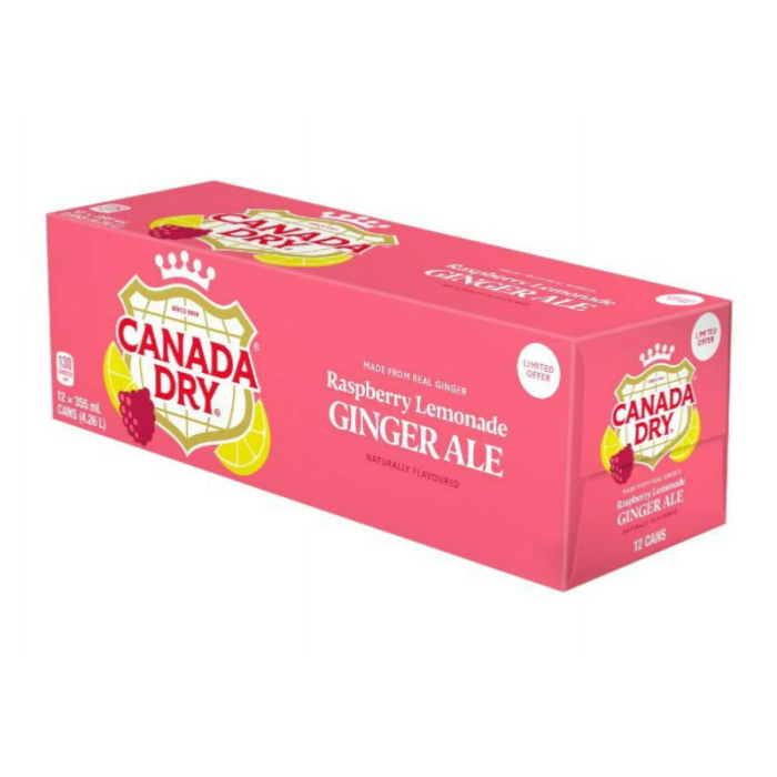 Canada Dry Raspberry Lemonade Ginger Ale Case of 12 (355ml x12)