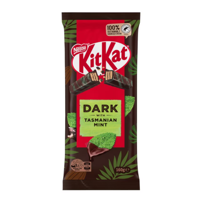 Nestlé Dark with Tasmanian Mint Chocolate (160g) product packaging