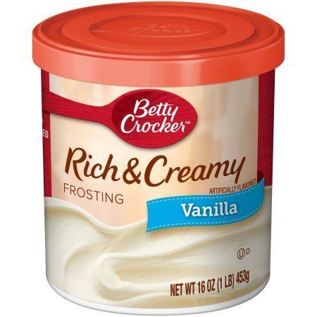   
Front label of Betty Crocker Frosting with Vanilla, 453g  

