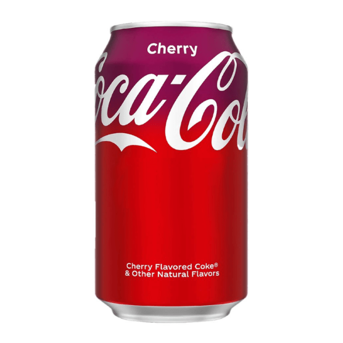 Cherry Coca-Cola can on a white background