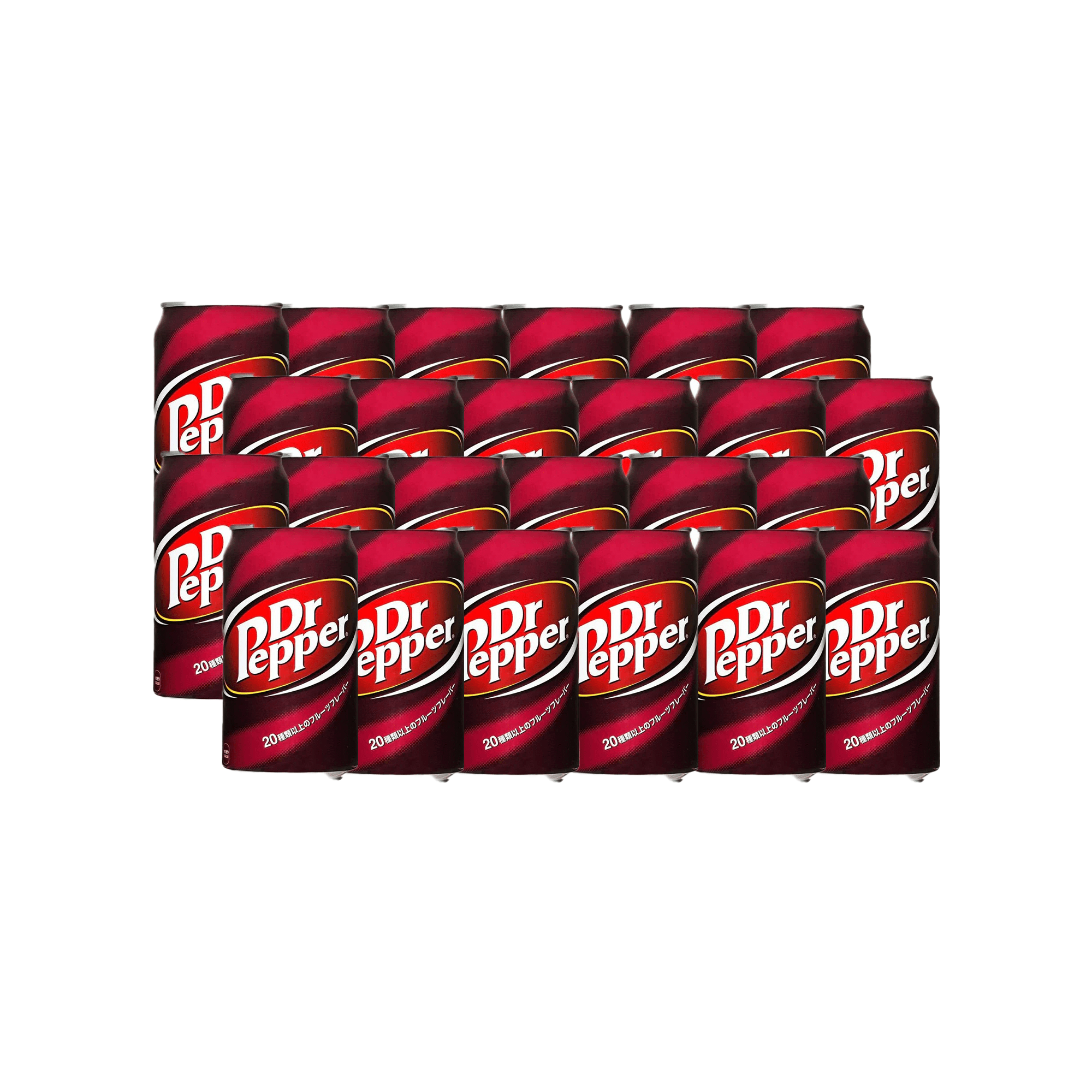 Front of Dr Pepper Original Case of 24 showing the red label, Dr Pepper logo, and pack size (24 x 350ml cans)