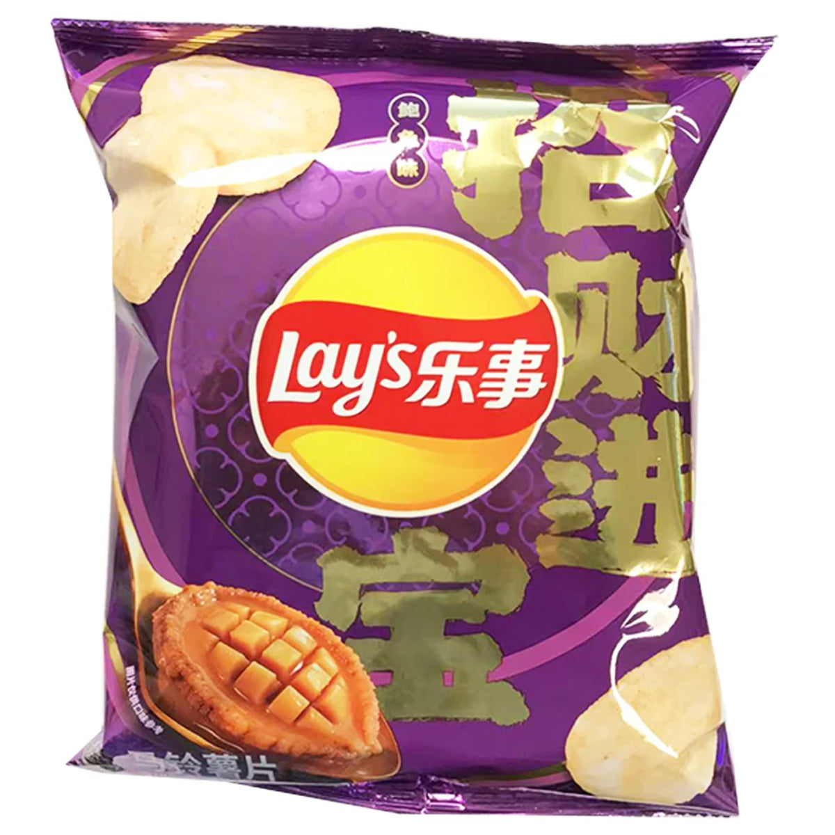 Front of a Lay's Abalone (China) bag showing the brand logo, abalone image, and vibrant packaging (56g)