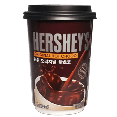 Front of Hershey's Hot Chocolate Cup showing Hershey's logo, product name, and cup design (30g pack)