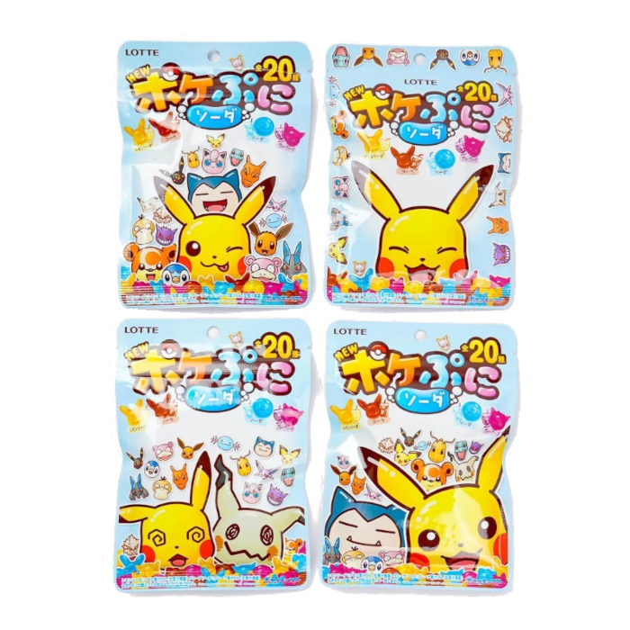Front of LOTTE Pokemon Gummies bag showing colourful Pokémon characters and logo with 80g pack size