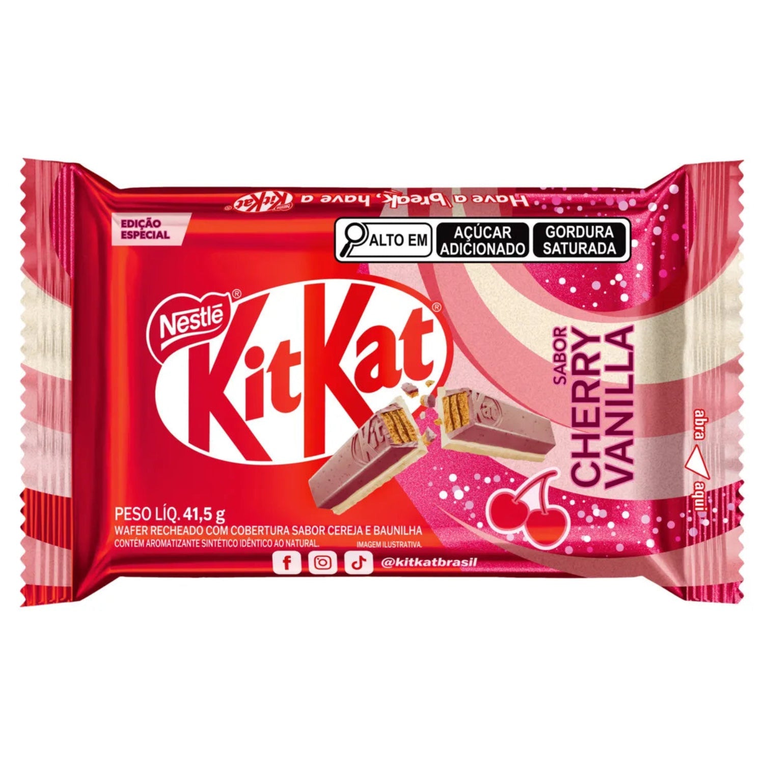 KitKat cherry vanilla flavor packaging on a white background