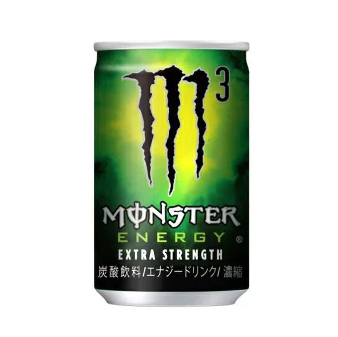 Front of Monster Energy Extra Strength M3 can with green and black design, featuring Monster logo and 160ml capacity.