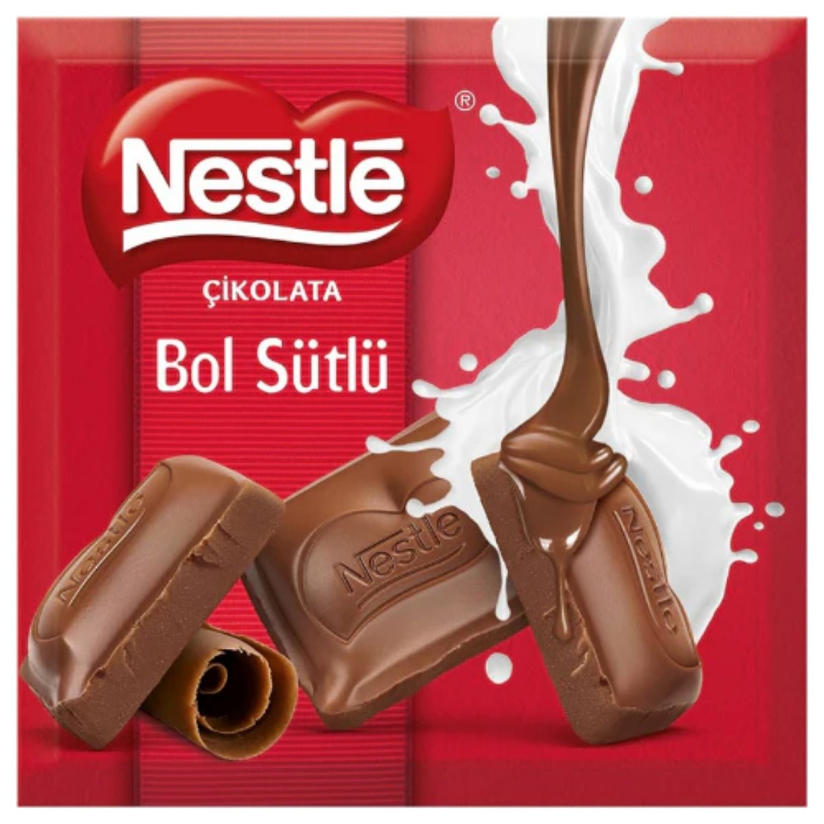 Front of Nestle Milk Chocolate Bar packaging featuring the Nestle logo and creamy milk chocolate design (60g)