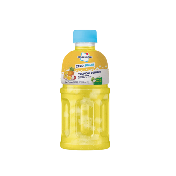   
Front label of Mogu Mogu Drink with Tropical Delight, 320ml  


