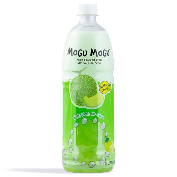   
Front label of MOGU MOGU Melon Flavored Drink with Nata de Coco  

