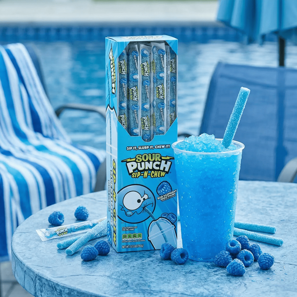 Sour Punch Sip-N-Chew Candy Straw Blue Raspberry (26g)