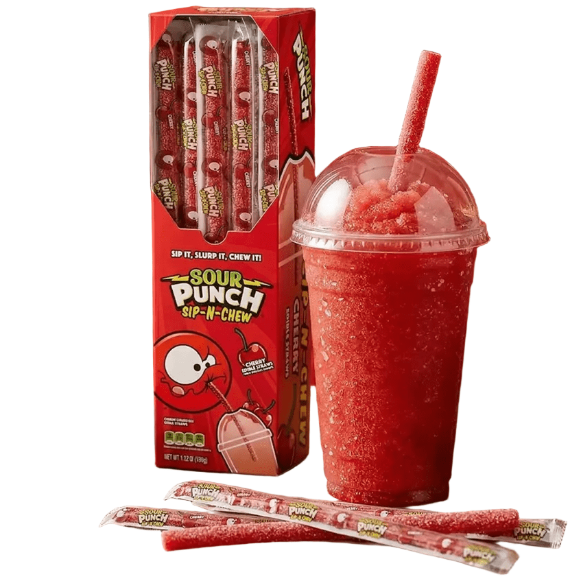 Sour Punch Sip-N-Chew Candy Straw Cherry (26g)