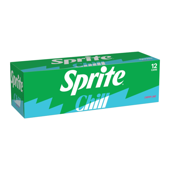 Front of Sprite Chill Cherry & Lime case showing bold logo, cherry lime flavour, and pack size of 12 cans (355ml each)