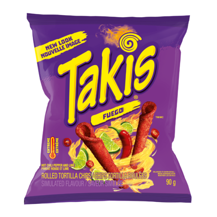 Takis Fuego Rolled Tortilla Corn Chips (Canadian) (90g)