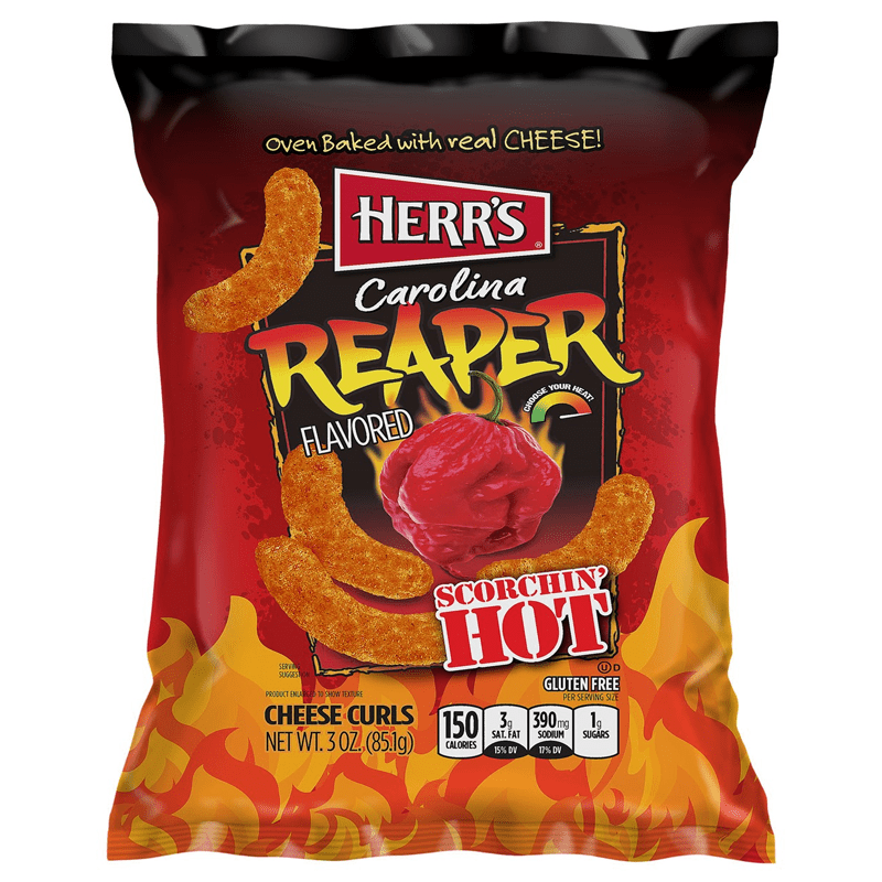Herr's Carolina Reaper Flavoured Cheese Curls (28.4g) Box of 42 (42 x 28.4g)