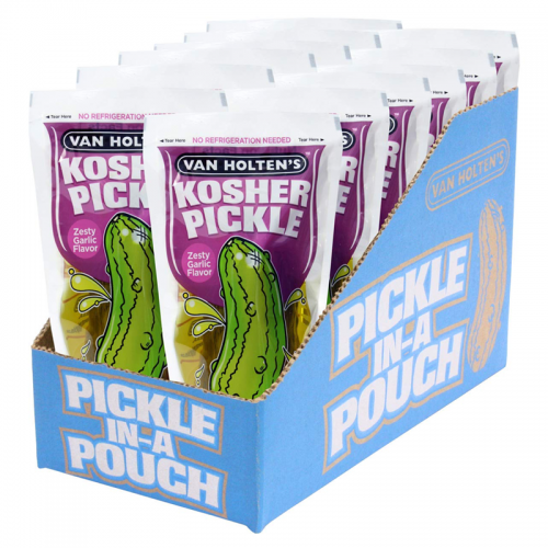 Van Holten's Jumbo Kosher Garlic Pickle In-a-Pouch (Box of 12)